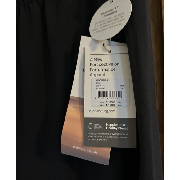 Vuori Villa Trouser Pants Womens Black Wide Leg VW4047 Lightweight Sz XXL NEW - Picture 4 of 8